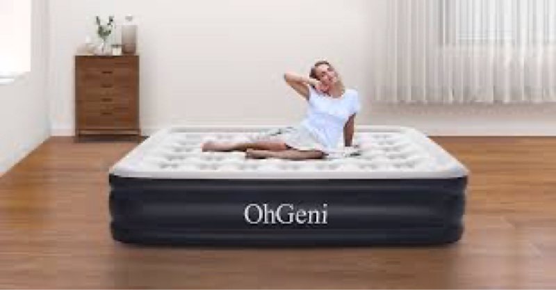 OhGeni Twin XL Air Mattress with Built in Pump for Guest, 18'' Colchon Inflables Blow Up Air Bed with Carrying Bag for Camping, Raised Elevated Double Airbed, Foldable & Portable Air Mattress, Black