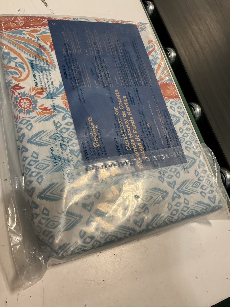 Condition photo showing New/Like New for bedsure duvet cover queen size - 100% cotton reversible floral queen duvet cover set with zipper closure, 3 pieces soft & breathable bohemian blue bedding set with 2 pillow shams 20"x26" 03 - light blue (no comforter) queen (90" x 90")