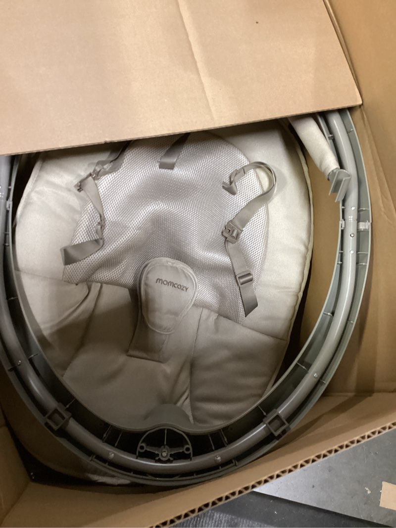 Condition photo showing As Is for Momcozy 2-in-1 Electric Baby Swing, Dual-Arm Support System & Parent-Inspired Motions, Convertible to Toddler Seat up to 66 lbs, Adjustable Height, Lightweight, Khaki