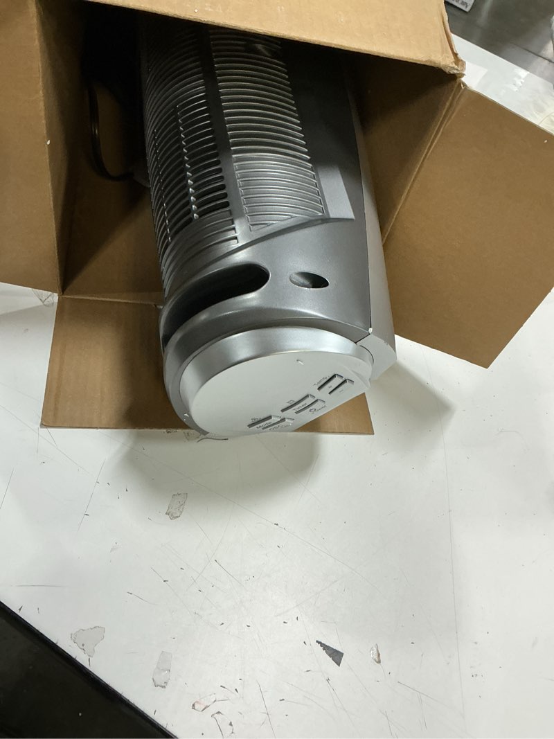 Condition photo showing As Is for Comfort Zone 1500W Oscillating Ceramic Tower Space Heater – Portable Electric Heater, Digital Display, Remote Control, 80° Oscillation & 12H Timer – Tip-Over & Overheat Protection for Home & Bedroom