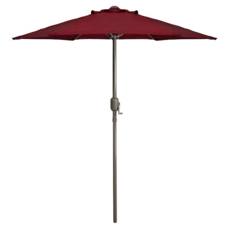 best choice products 7.5ft heavy-duty round outdoor market table patio umbrella w/steel pole, push button tilt, easy crank lift - burgundy