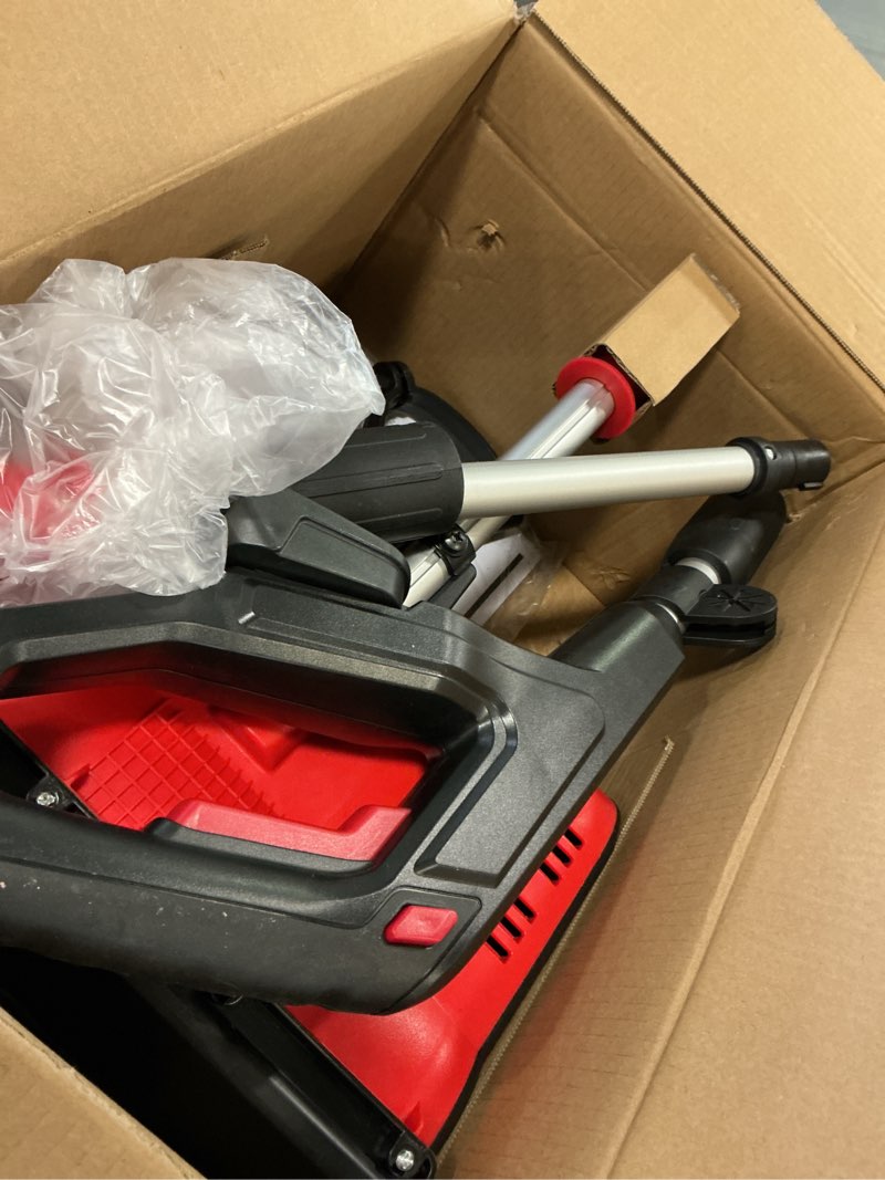 Condition photo showing As Is for Cordless Snow Shovel Compatible with Milwaukee 18V Battery, 12" Electric Snow Blower with 20FT Max Throw & Adjustable Handle & Safety Switch, Snow Thrower for Driveway, Deck, Patio, Steps (Tool Only) Red