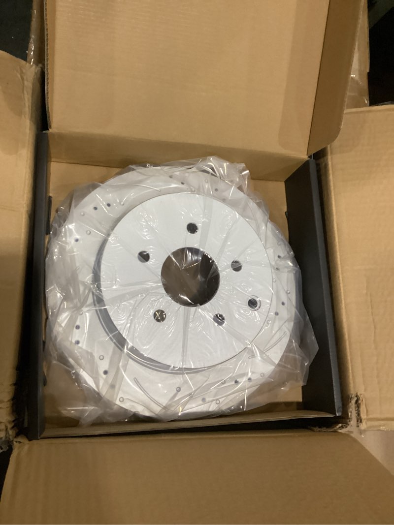 Condition photo showing New/Like New for Anpulsero Rear Automotive Replacement Brake Kit, Drilled Slotted Brake Rotors Brake Pads Compatible with 2003-2007/2009-2022 Nissan Murano, 2013-2020 Nissan Pathfinder| Geomet Coated| 307.6mm(12.1in)