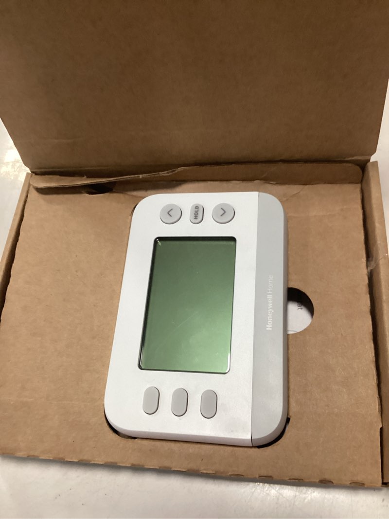 Condition photo showing As Is for New! Honeywell Home Programmable Thermostat, Single-Stage, 1 Heat/1 Cool Compatibility, Flexible Schedule, X2P, White, RTH21B Single-Stage Compatible 7 Day Flexible Programmable