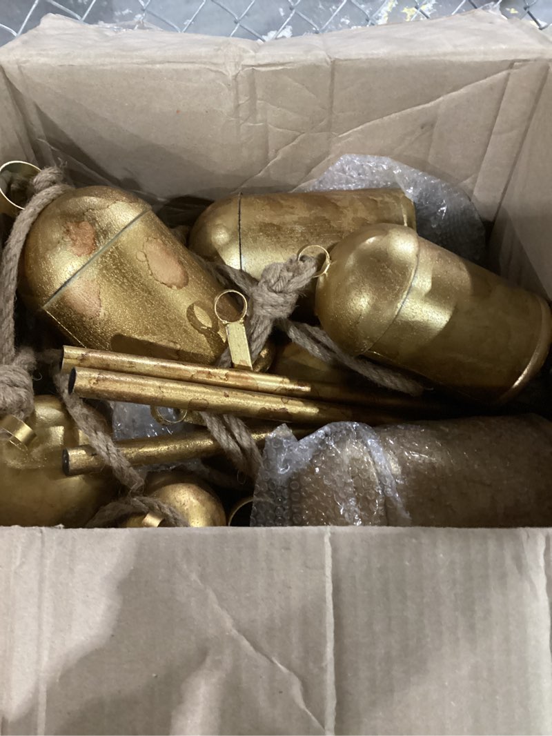 Fovths Set of 15 Christmas Cow Bells with 5 Sizes Cylinder Metal Rustic Hanging Handmade Bells on Me