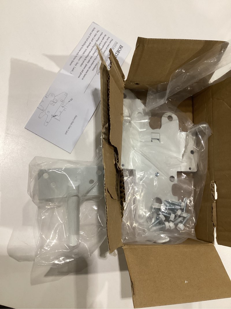 Condition photo showing As Is for Heavy Duty Gate Latch, Post Mount Automatic Self-Closing Door Latch,for Wooden/Vinyl Fence, Pool,Garden Outdoor, W/Mounting Screws (White)