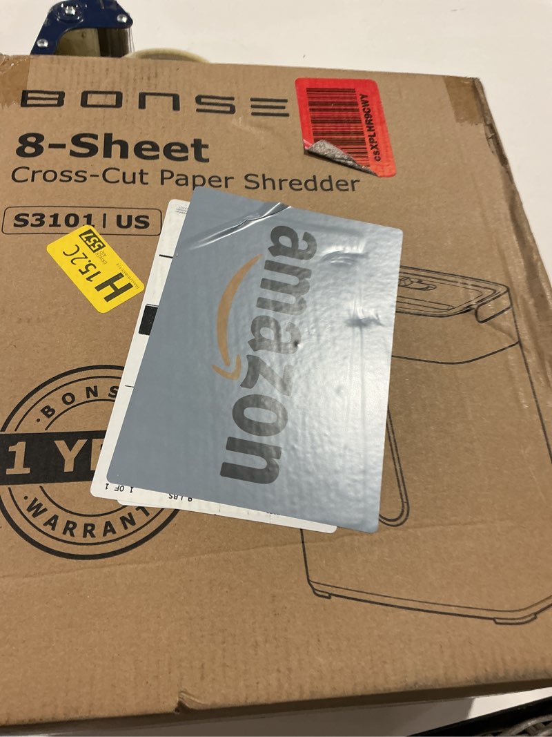 Condition photo showing Good Condition for bonsen shredder for home office, 4 gallons 8-sheet cross cut credit card shredder, small paper shredder for home use, high security level p-4, etl certification (s3101) black
