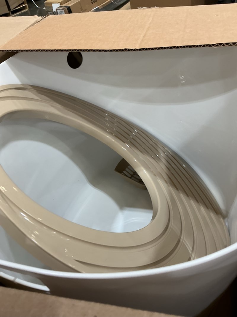 Condition photo showing New/Like New for iris usa cat litter box, large top entry with litter catching lid and scoop, dog proof, cat box enclosure, beige/white