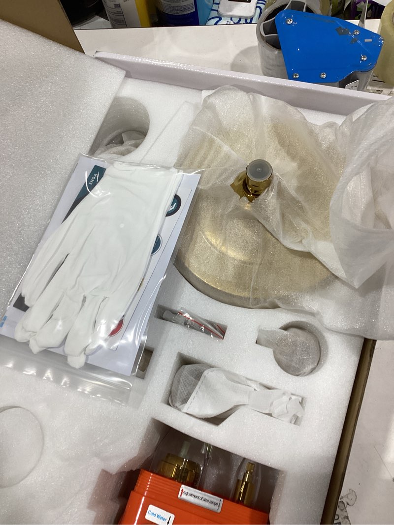 Condition photo showing New/Like New for Antique Brass Shower Fixture Combo Set with Hand Sprayer Tub Spout Wall Mounted 8inch Rain Shower Faucet Set, Brushed Nickel 8" Head + Tub Brushed Nickel