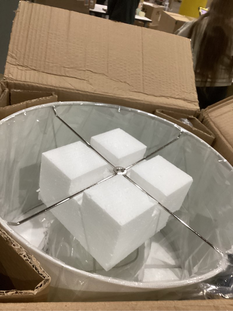 Condition photo showing As Is for Elegant Designs LT3322-WHT White and Brushed Nickel Glass Table Lamp