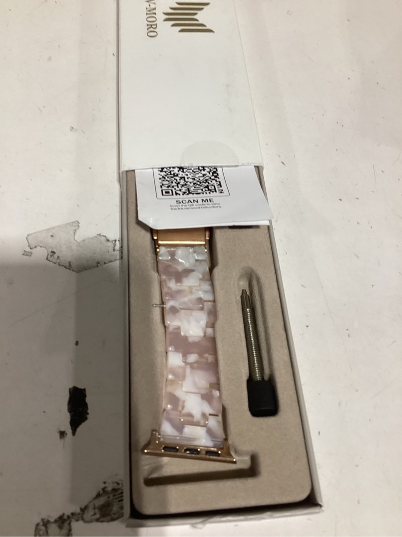 Condition photo showing As Is for V-MORO Lightweight Resin Bands Compatible with Apple Watch Series 11/10/9/8/7 Band Rose Gold Stainless Steel Buckle Fashion Cute Strap for iwatch Series SE/6/5/4/3/2/1(Pink Tan,42mm/41mm/40mm/38mm) Pink Tan 38mm/40mm/41mm/42(Series 11/10)