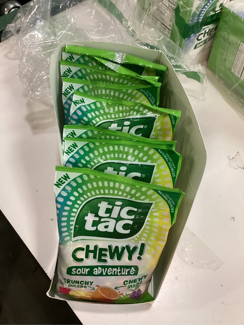 Condition photo showing New/Like New for (BEST BY:03/29/2026) TIC TAC CHEWY! Sour Adventure, Sour Candy, Bulk 8 Pack, Fruity Chewy Candy, 7 oz Each (Packaging May Vary)