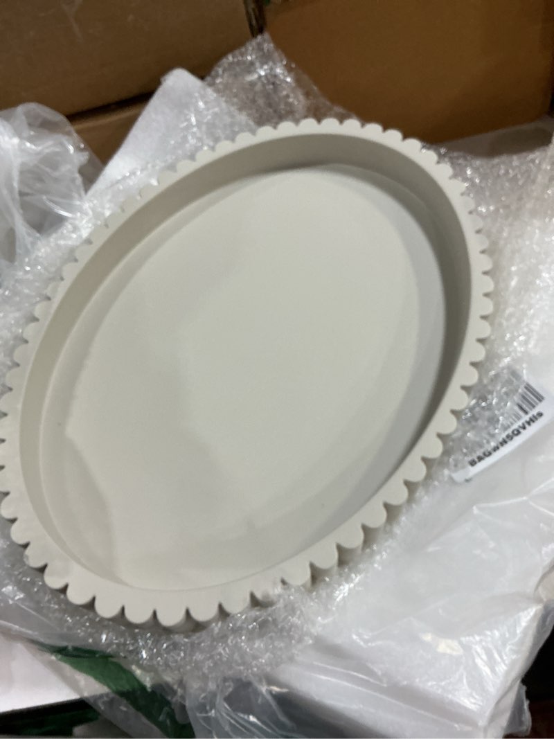 Condition photo showing item condition for oval tray for coffee table decor, 15" concrete tray, table centerpieces decorative trays for home decor, modern decorative trays for coffee tables, centerpiece trays, gray cream gray 15" x 11" x 1.5"