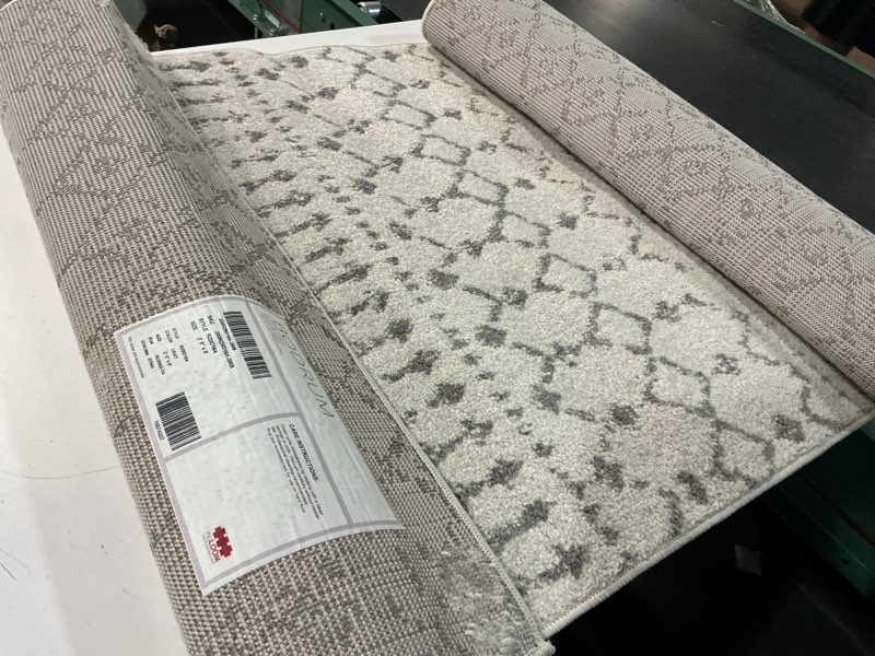 Condition photo showing Good Condition for nuloom 2’8”x8’ moroccan blythe area rug, grey, faded bohemian design, stain resistant, for bedroom, dining room, living room, hallway, office, kitchen, entryway