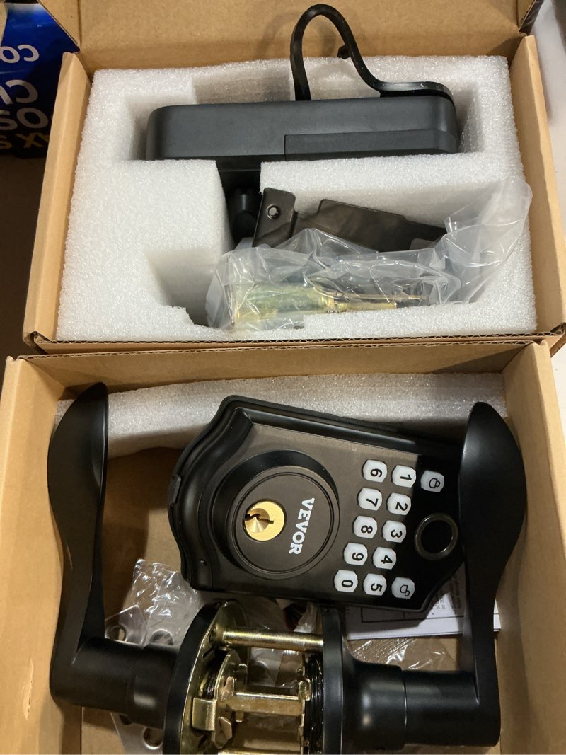 Condition photo showing As Is for vevor fingerprint door lock, keyless entry door lock with fingerprint/keypad code/key, auto lock, anti-
