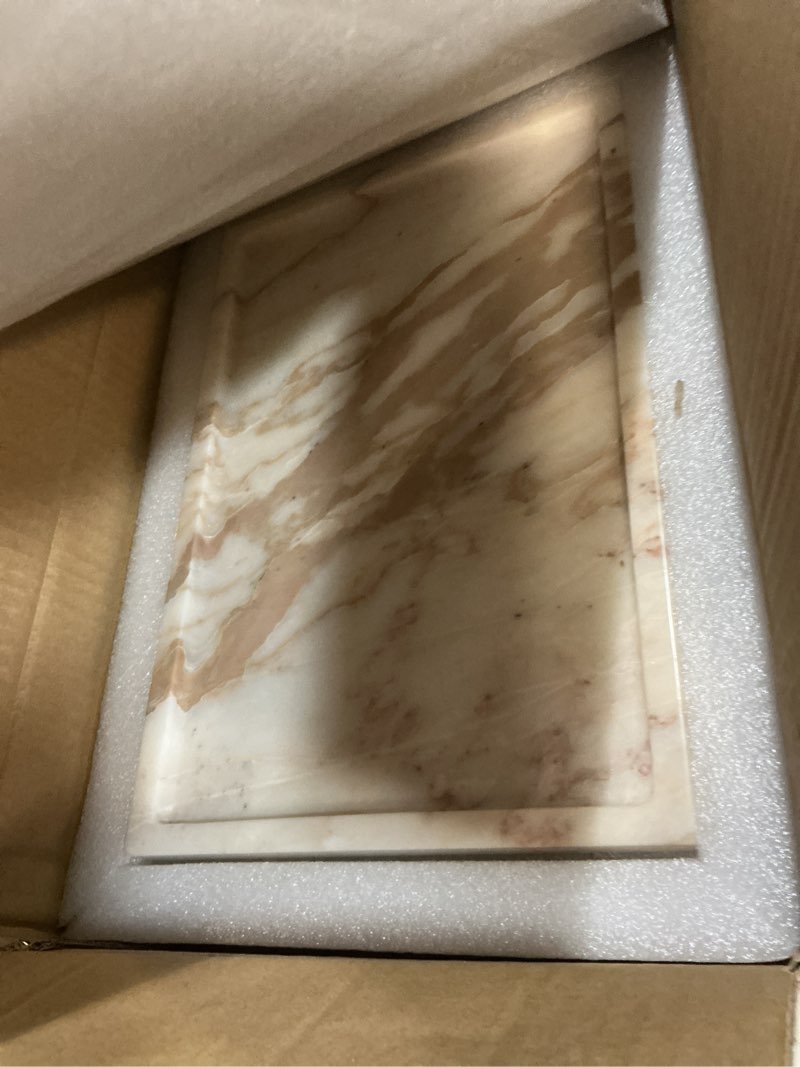 Condition photo showing Good Condition for 100% natural marble serving tray luxury marble storage tray for home decor stone tray for bathroom/kitchen/vanity/dresser,plate holder for tissues, candles, towel 12" x 8" x 0.7" marble tray-calacatta glod
