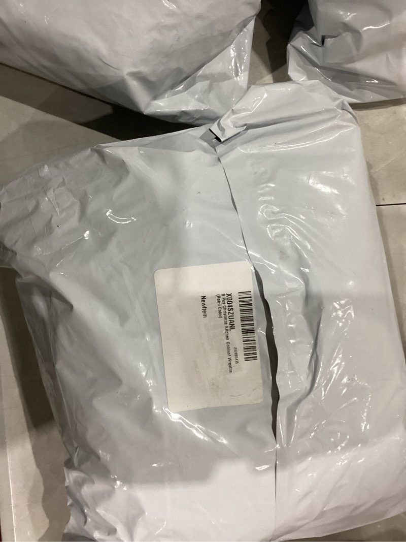 8 Pcs 12" Mini Christmas Cabinet Wreaths with Ribbon Bow Artificial Leaves Small Kitchen Wreaths for