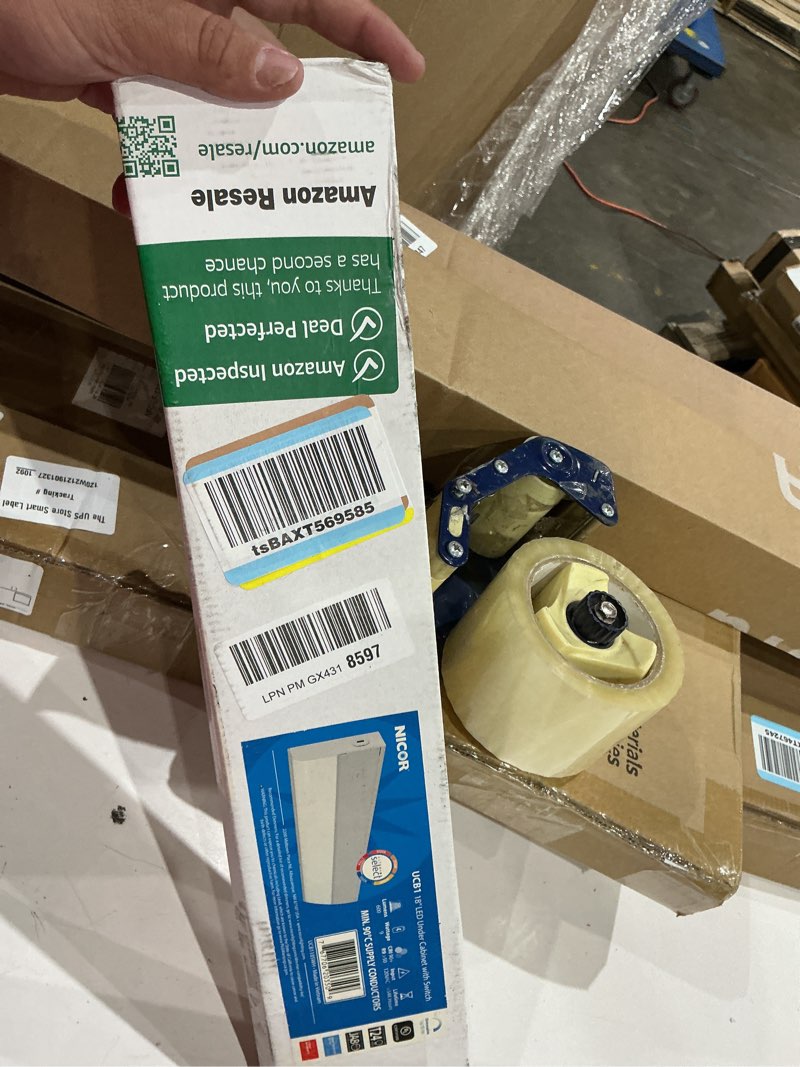 Condition photo showing Good Condition for 18” led direct wire under cabinet light with on/off switch - dimmable led lights for kitchen - selectable cct 2700k-5000k, 612-648 lumens, 9w - ucb hardwired under cabinet lighting by nicor lighting 18 switch