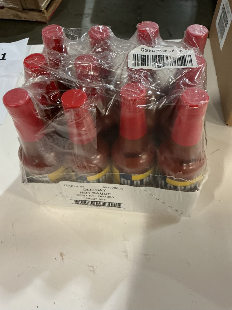Condition photo showing New/Like New for (BEST BY/OCT/13/2026))OLD BAY Hot Sauce, 10 fl oz (Pack of 12)