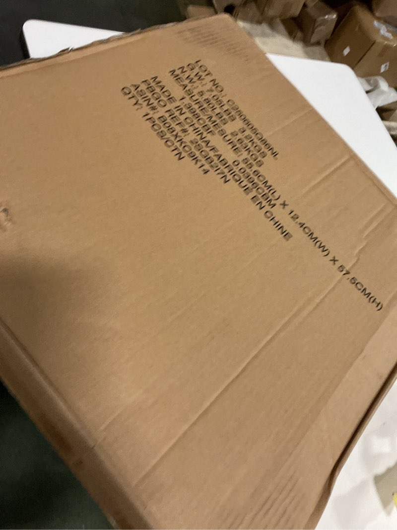 Condition photo showing New/Like New for Amazon Basics 3 Speed Box Fan, Indoor Electric Fan for Home Cooling, 5 Blades, Lightweight Design, 67 Watts, 20-Inch, Black, 6.8"D x 20.86"W x 21.33"H