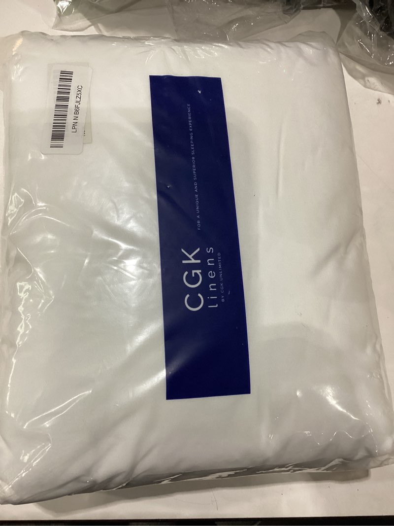 Condition photo showing New/Like New for extra deep cal king sheet set - 6 piece breathable and cooling sheets - hotel luxury bedding for women, men, kids & teens - easy secure fit - soft, wrinkle free and comfy - extra deep pockets - white 01 - white california king