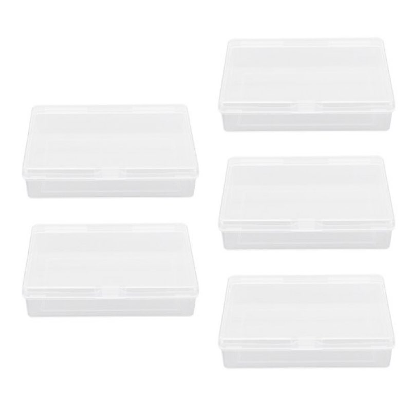 Transparent Plastic Storage Boxes for Cards and Small Parts 5 Pieces Compact Size