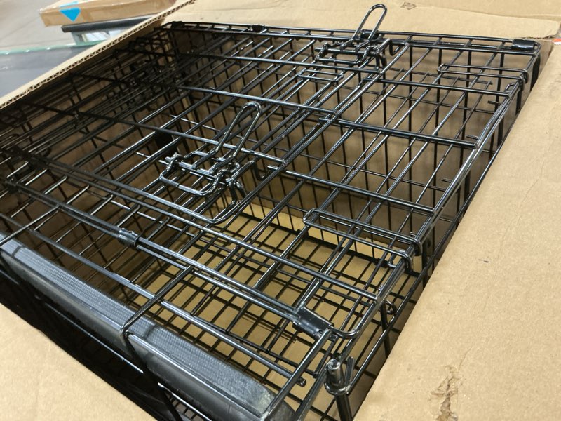 Condition photo showing As Is for midwest homes for pets ultima pro heavy-duty 24-inch dog crate, ultra-strong steel double door pet cage for small breeds, accessories included black 25.8"l x 19.0"w x 25.8"h