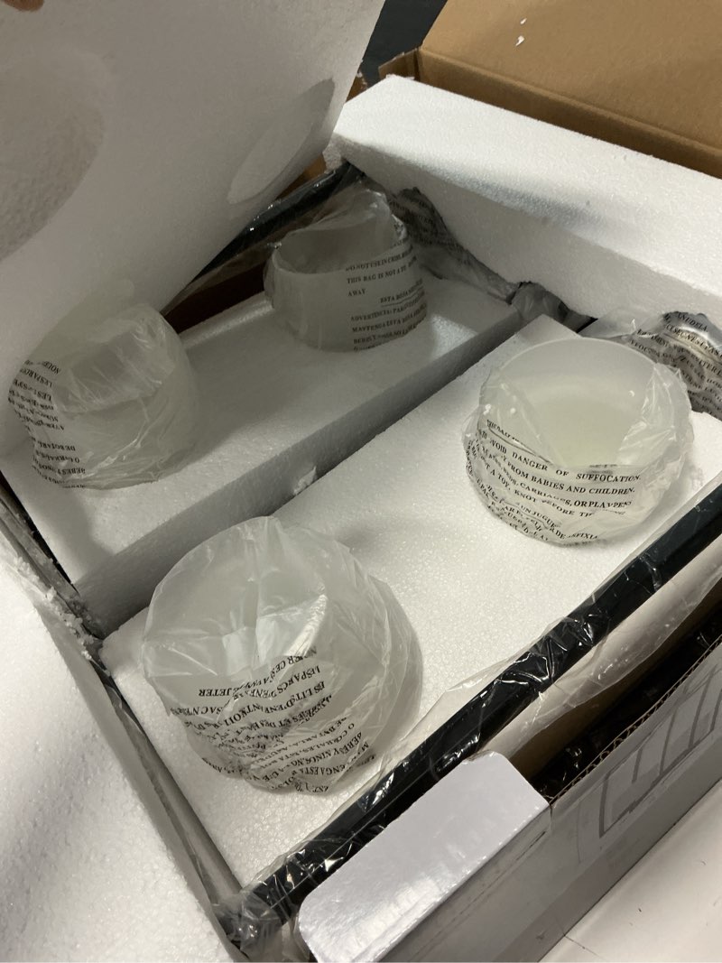 Condition photo showing As Is for progress lighting rexington 4-light matte black modern/contemporary etched glass cylinder medium hanging pendant light