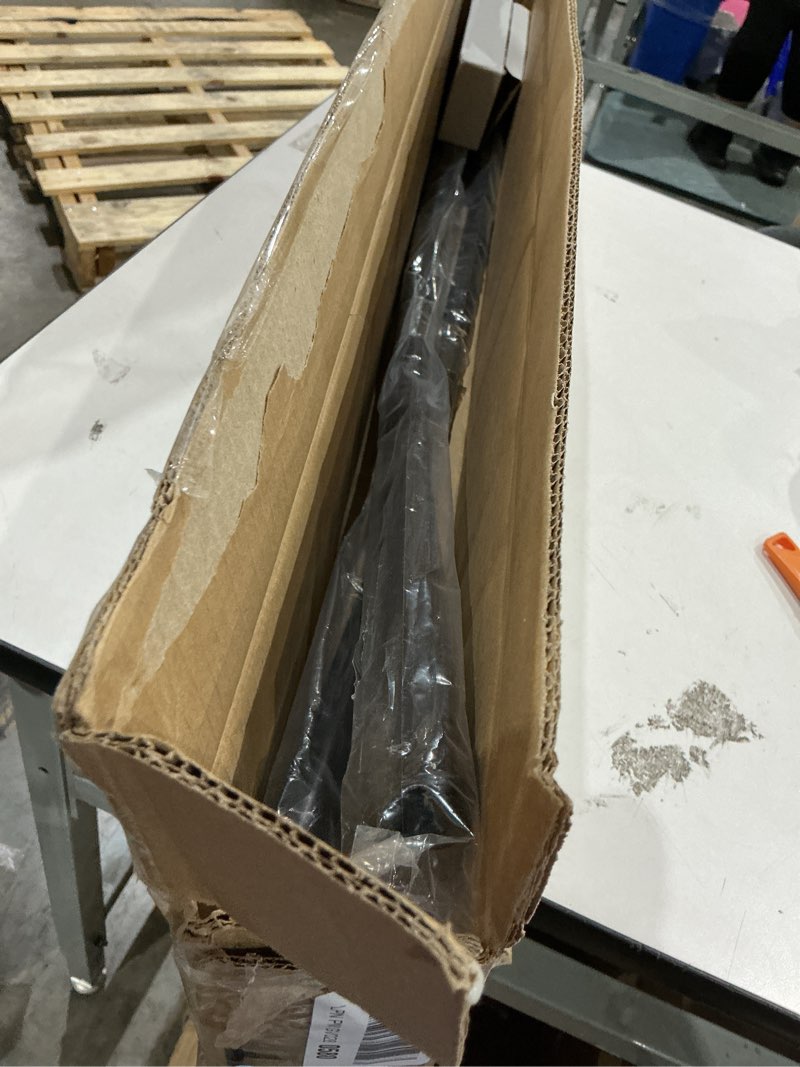 Condition photo showing As Is for curved shower curtain rod for bathroom 38-72 inches, adjustable length, curved shower rod, metal rods&brackets, round shower curtain rods, rotate bracket for large shower space, need drilling, bronze