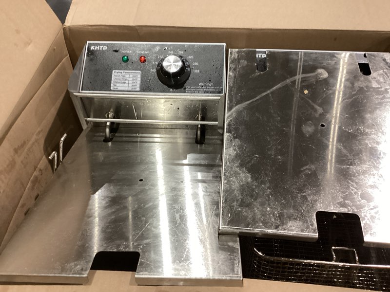 Condition photo showing As Is for Commercial Deep Fryer with Basket - Large Capacity Stainless Steel Electric Oil Fryer for Restaurant or Home Use,3400W 12.7QT