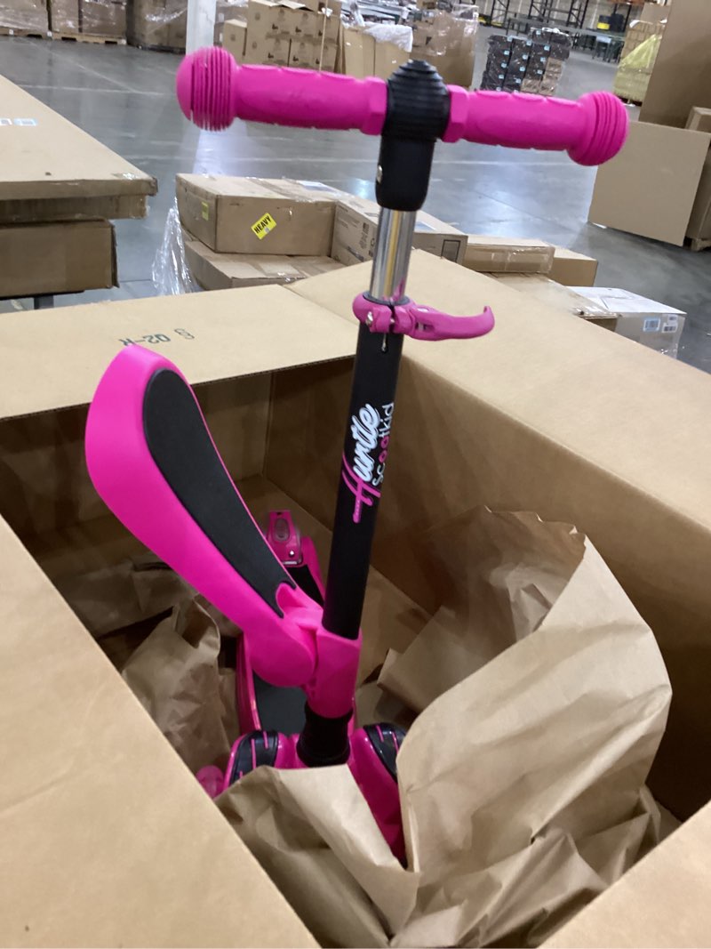 Condition photo showing As Is for Hurtle 3-Wheeled Scooter for Kids - Wheel LED Lights, Adjustable Lean-to-Steer Handlebar, and Foldable Seat - Sit or Stand Ride with Brake for Boys and Girls Ages 1-14 Years Old