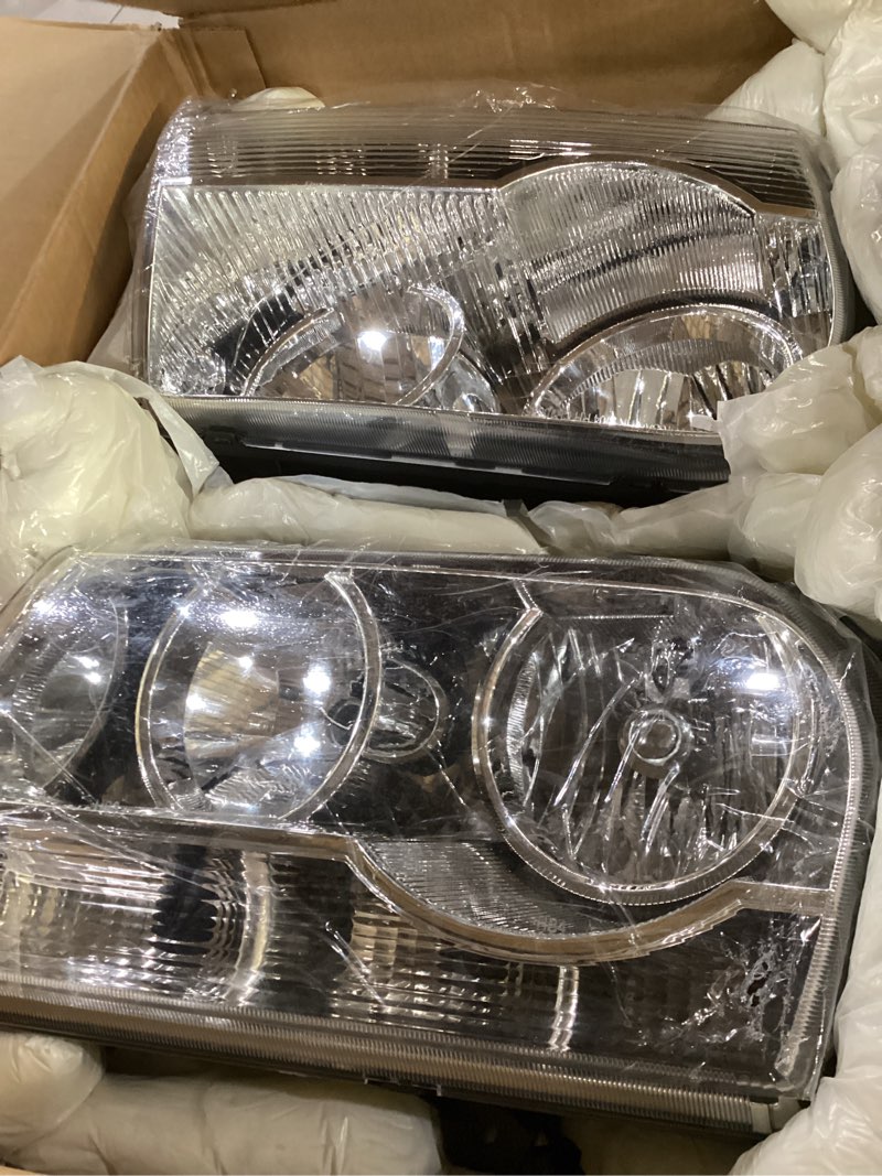 Condition photo showing New/Like New for 2pcs headlights assembly set for 2005 2006 2007 2008 2009 2010 chrysler 300 base touring lx sedan halogen replacement headlamps chrome housing clear reflector lens left and right side