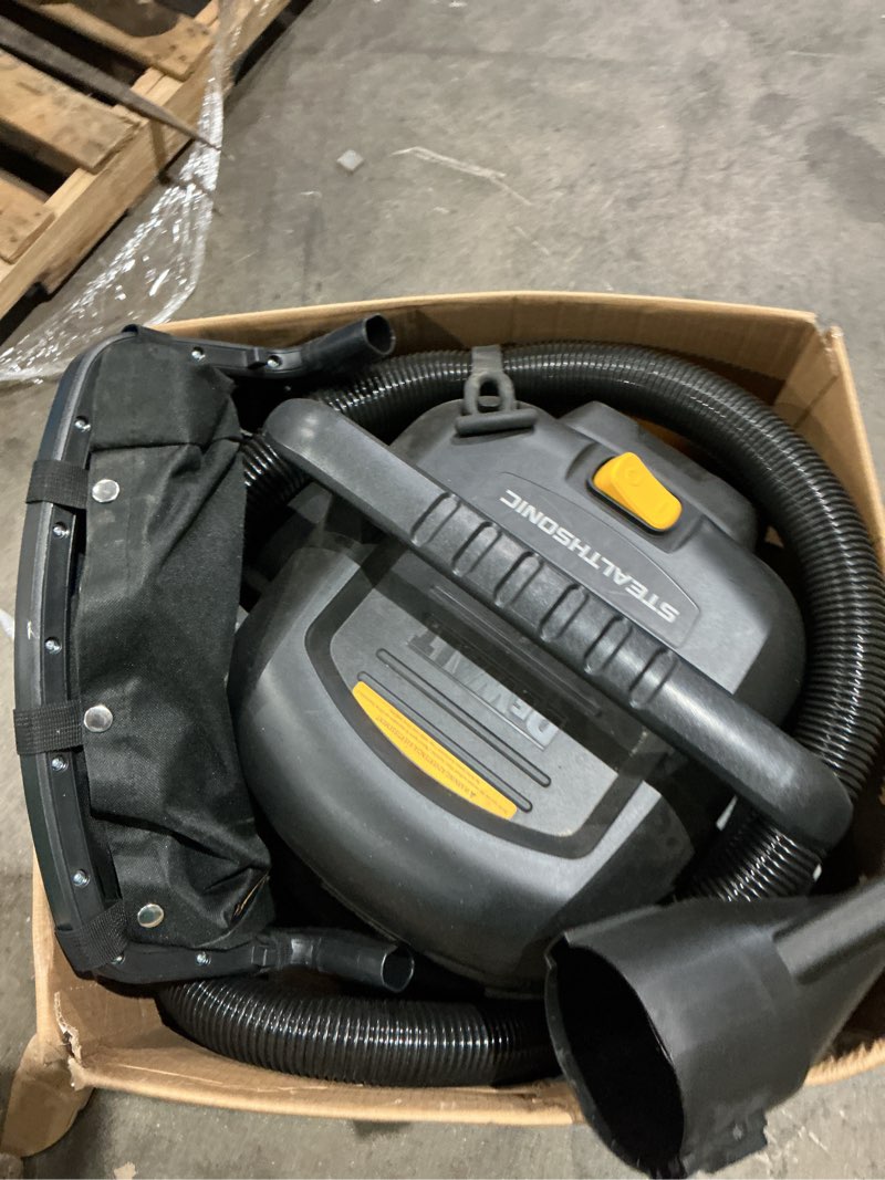 Condition photo showing As Is for dewalt stealthsonic quiet 9-gallon 5-hp corded wet/dry shop vacuum with accessories included