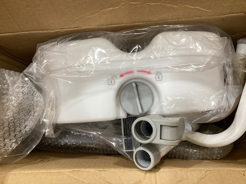 Condition photo showing As Is for raised toilet seat with handles for elderly - toilet seat risers for seniors with adjustable padded arms - elevated toilet safety seat for standard or elongated commode