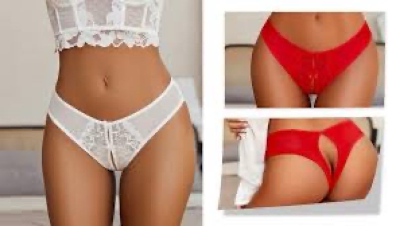 Avidlove Lace Underwear for Women Briefs Cheeky Panties Sexy Mesh Thongs White L
