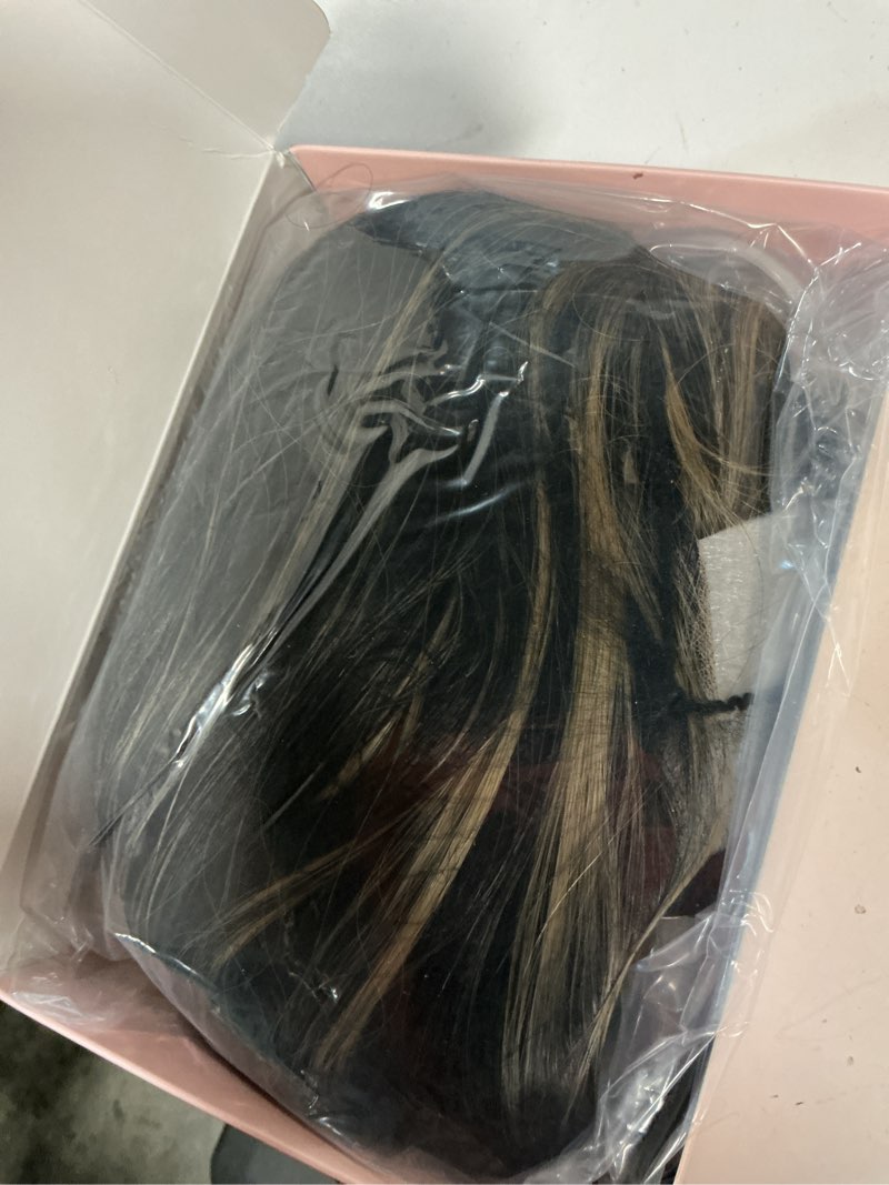 Condition photo showing Good Condition for cuiud 13x4 hd skunk stripe lace front wig 30 inch pre plucked glueless synthetic black and blonde natural straight wigs easy wear and go wigs for women beginner friendly daily party use