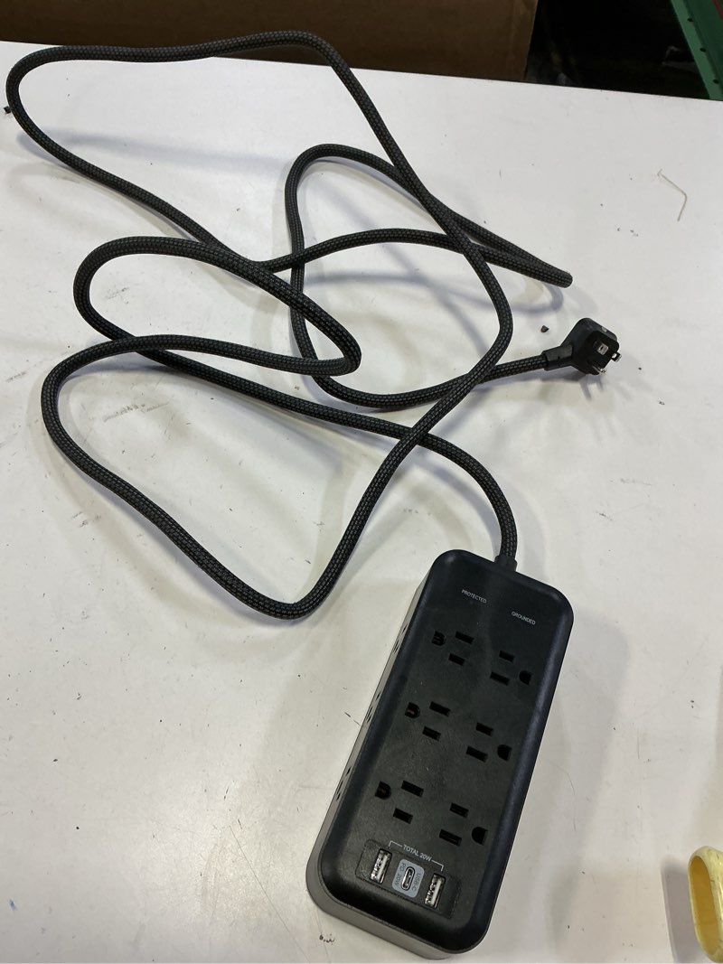 Condition photo showing Good Condition for hyper tough usb power strip surge protector, 12 outlet, usb fast charger, 10ft extension cord, black