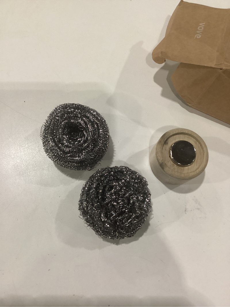 Condition photo showing New/Like New for Magnetic Scourer | Bamboo Handle with Steel Scourer Pads | Eco-Friendly Kitchen Dish Scrubber | Neodymium Magnet Cleaning Tool | FSC Certified Sustainable Pot & Pan Cleaner Magnetic handle & 2 scrubbers