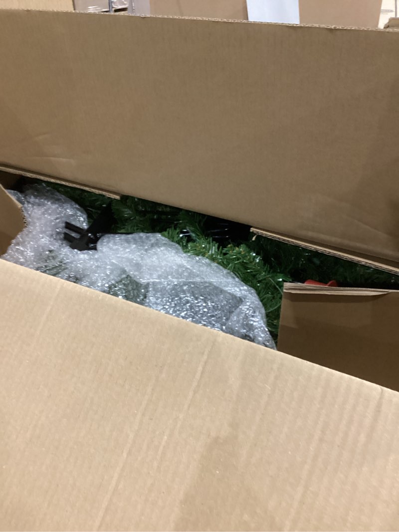 Condition photo showing Good Condition for National Tree Company 6 ft Pre-lit Artificial Christmas Tree, North Valley Spruce, 300 Clear Lights, Hinged Branches, 800 Branch Tips, Includes Stand, Green