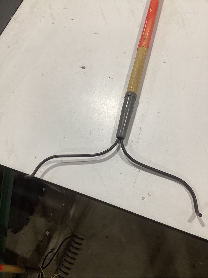 Condition photo showing As Is for craftsman 15-in welded steel lawn rake with wood handle incomplete