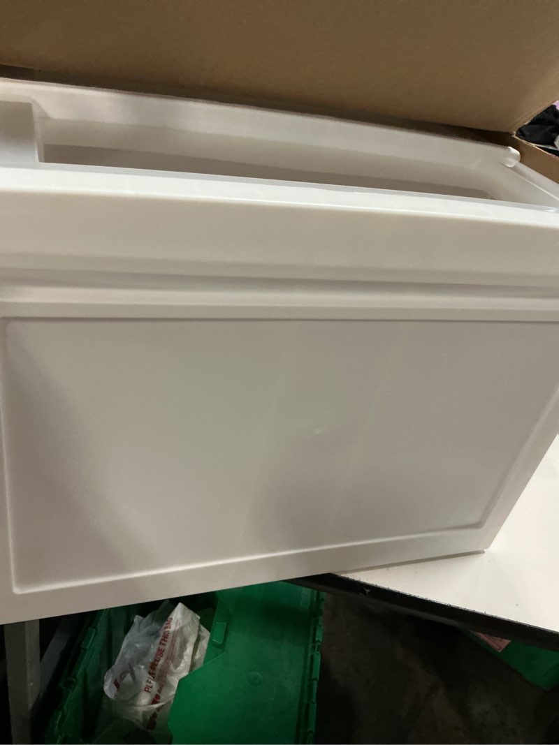 Condition photo showing Good Condition for iris usa 3 drawer wide storage drawer cart with caster wheels  plastic rolling dresser for home closet bedroom bathroom office laundry kitchen craft room nursery and school dorm  white/clear