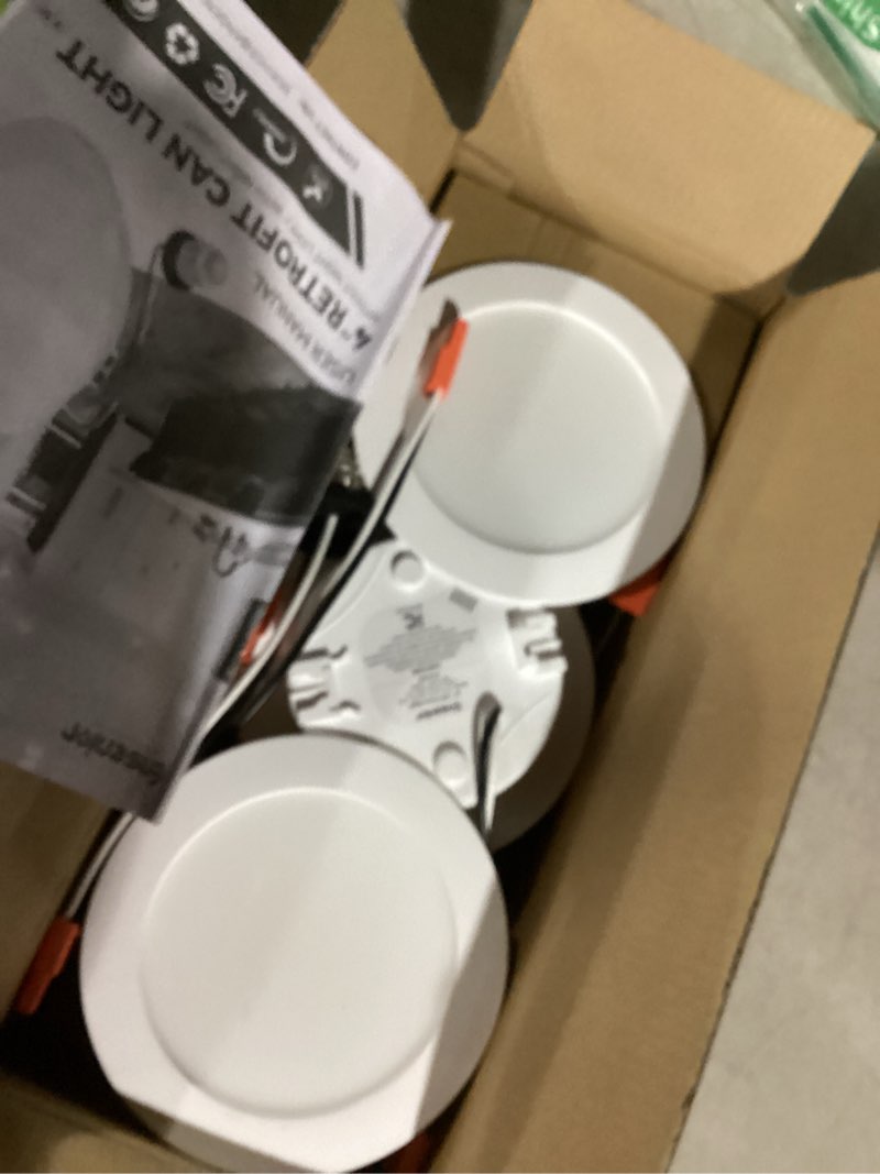 Condition photo showing Good Condition for Ensenior 4 Inch LED Can Lights 6 Pack, Dimmable Retrofit Led Recessed Lighting, 5CCT Adjustable Color Temperature (2700K-5000K), 7W=77W 700LM, IC & Damp Rated, ETL&FCC Certified 4 Inch 6 Pack