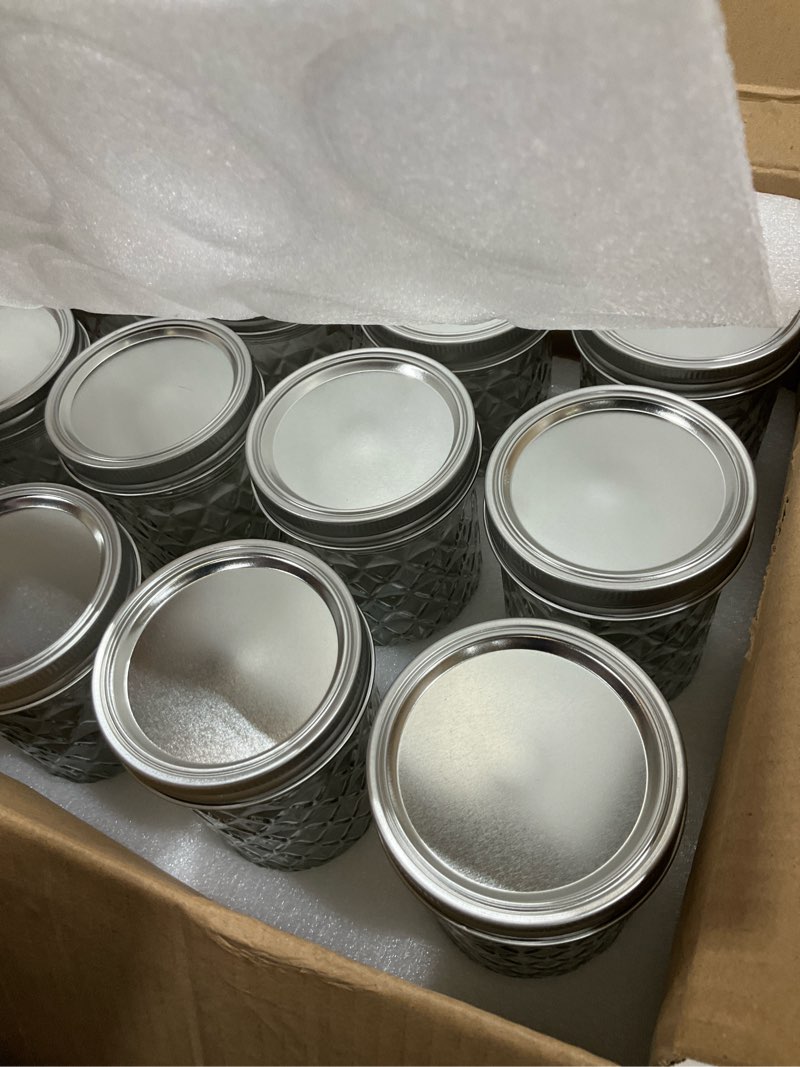 Condition photo showing Good Condition for verones wide mouth mason jars 22oz, 12 pack 22 oz wide mouth mason jars with lids and bands, ideal for jam, honey, wedding favors, shower favors 12pac