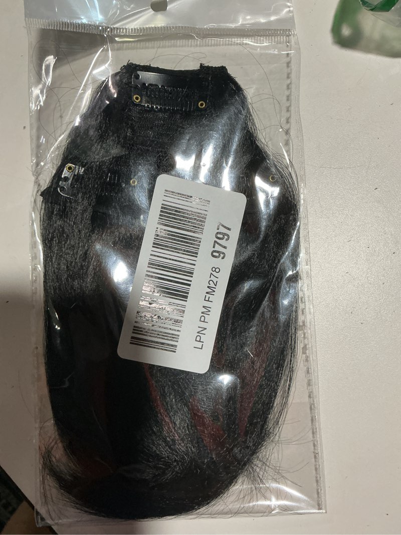 Condition photo showing As Is for g&t wig yaki clip in bangs for black women short kinky straight bangs hair extensions clip on bangs with temple thick bangs fringe hairpieces (1b,single bangs) yaki bangs-1b