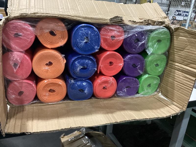 Condition photo showing New/Like New for Wettarn 18 Pieces Yoga Mats Bulk Non Slip Exercise Mats Fitness Mats Workout Mats for Women Men Kids Home Workout Gym Floor Exercising, 6 Colors, 68 x 24 x 0.12 Inches
