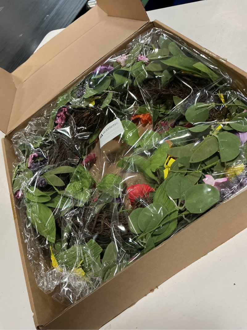 Condition photo showing Good Condition for spring wreath 24 inch summer wreaths for front door with dahlia and greenery, wreath for all seasons,spring and summer wreaths for front door outside or indoor