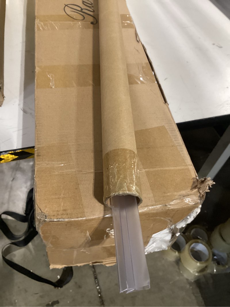 Condition photo showing New/Like New for frameless shower door bottom seal for 1/4" (6mm) thick shower glass, 36" long shower sweep with drip rail, vinyl material, clear - stop shower leaks and create a water barrier clean 36" length for 1/4"