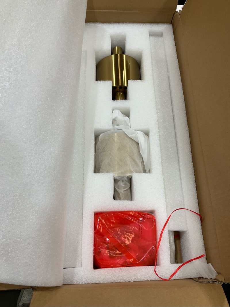 Condition photo showing Good Condition for 2-Light Modern Brushed Titanium Gold Wall Sconce with Clear Glass Crystal Luxury Wall Light Fixtures for Bedroom Living Room Bathroom Vanity Mirror Light Fixtures Set of 2