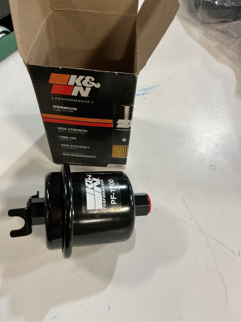 Condition photo showing New/Like New for k&n gasoline fuel filter: high performance fuel filter, premium engine protection, compatible with 1988-2004 honda/acura fuel injected gasoline engines, pf-1200