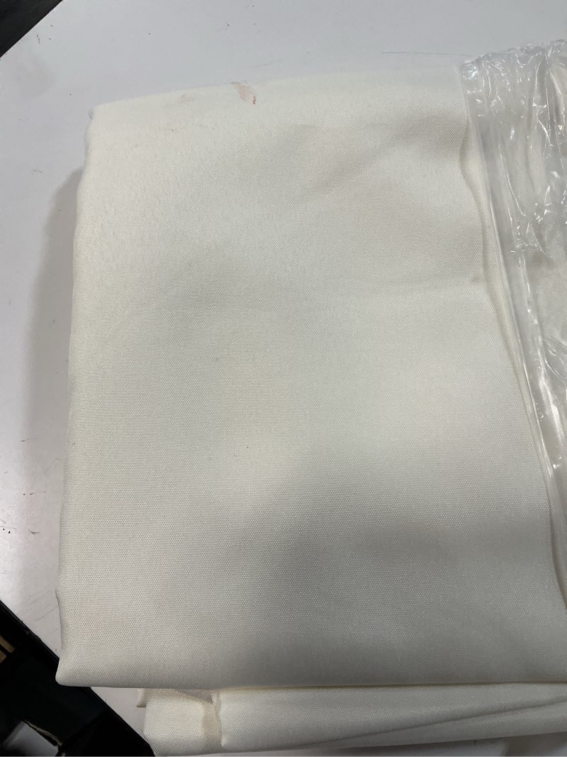 Condition photo showing As Is for fokitut 2 pack waterproof rectangle tablecloth, 90x156 inch,stain resistant and wrinkle polyester table cloth, fabric table cover for kitchen dining, wedding, party, holiday dinner-ivory ivory 90x156''-2pack